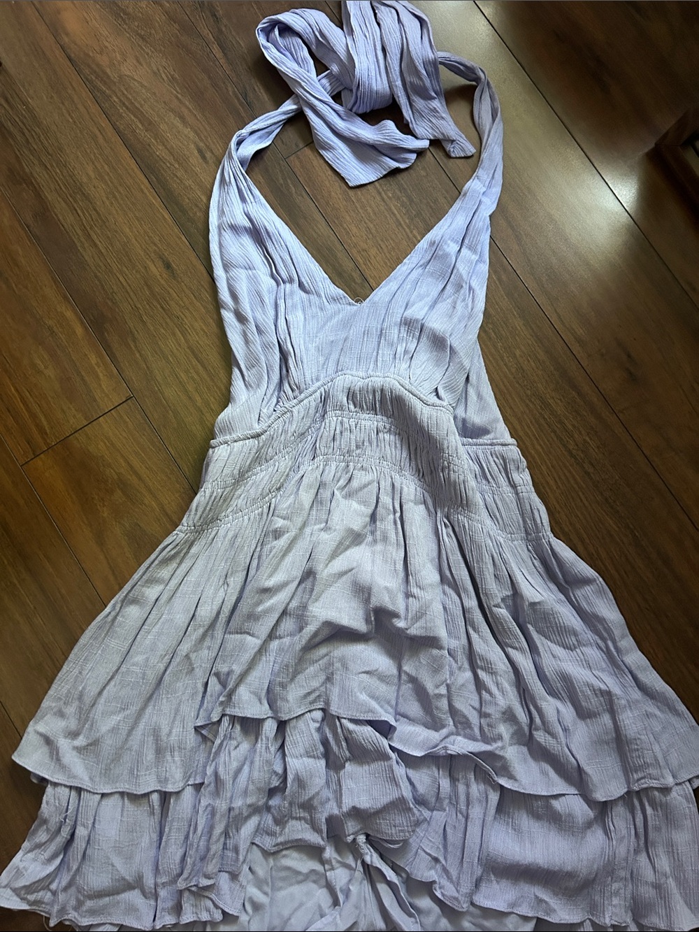 Mustard Seed Light Lavender Backless Halter Tiered Dress